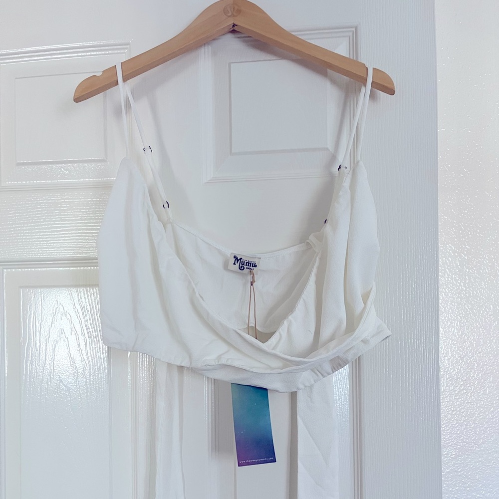 Show Me Your MuMu wrap front crop tank